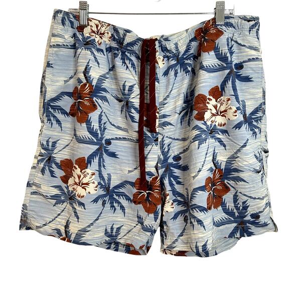 Tommy Bahama Swim Trunks Mens Size XL Blue Red Hibiscus Floral Resort Hawaii - Picture 1 of 5